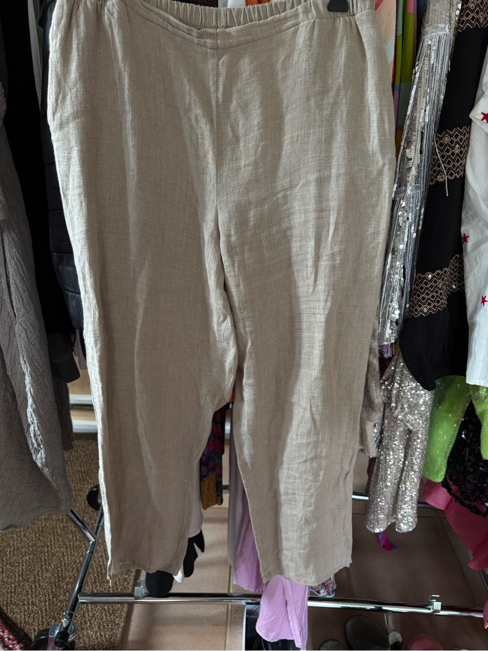 Flax Women's Linen-Blend Chinos in Light Taupe